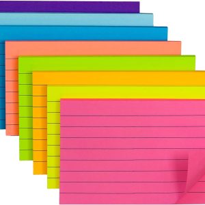 8 Pads Lined Sticky Notes 3x5 in Post, 8 Colors Self Sticky Notes Pad Its, Bright Colorful Rectangle Sticky Notes for Office, Home, School, Meeting, 50 Sheets/pad