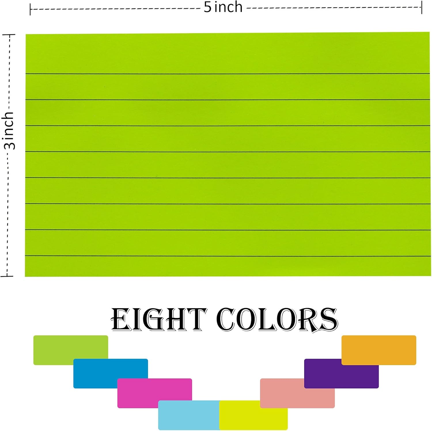 8 Pads Lined Sticky Notes 3x5 in Post, 8 Colors Self Sticky Notes Pad Its, Bright Colorful Rectangle Sticky Notes for Office, Home, School, Meeting, 50 Sheets/pad - Image 2