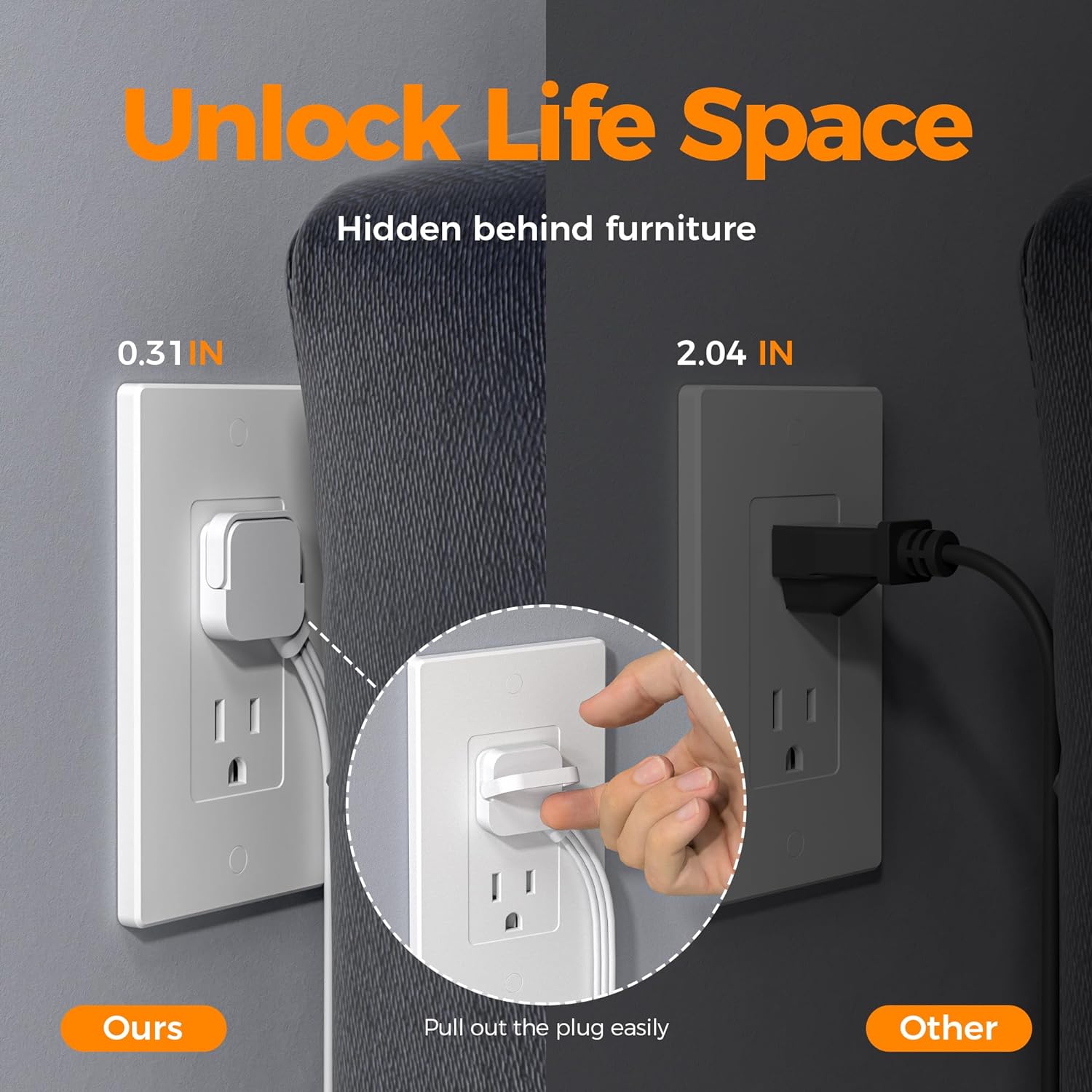 Flat Plug Surge Protector Power Strip, TESSAN 5 ft Extension Cord with 4 Outlets and 3 USB Ports, Indoor Desk Charging Station, Mountable Compact for Travel, Office, School, Dorm Room Essentials - Image 2