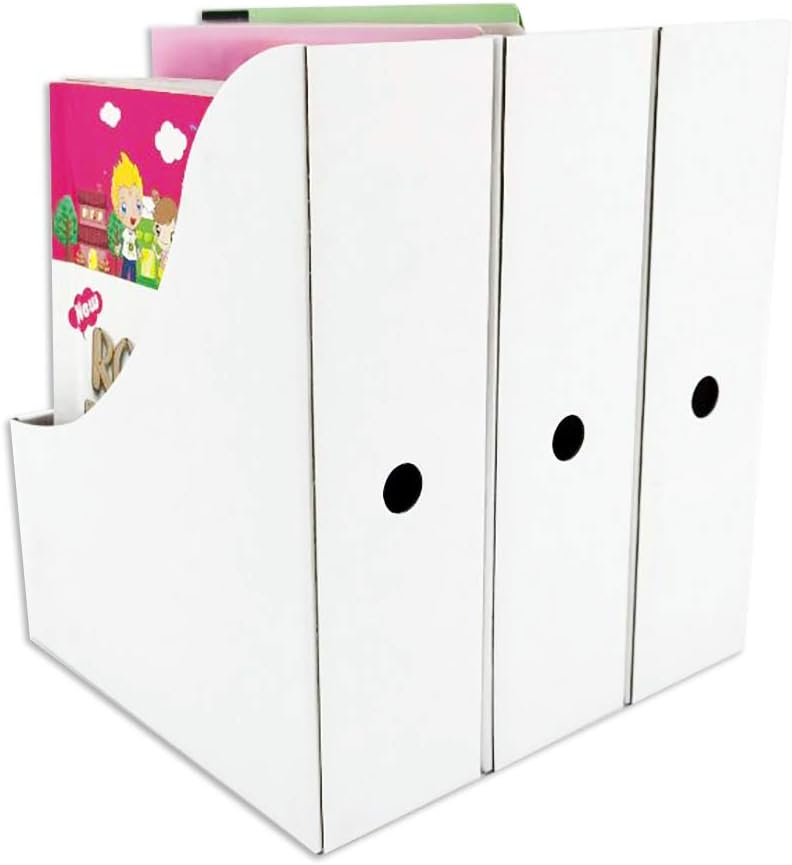 HUAPRINT Magazine File Holder(12 Pack,White)-Folder Holder,Desk File Organizer,Document Holder Box,Magazine Storage Box,With Labels - Image 5