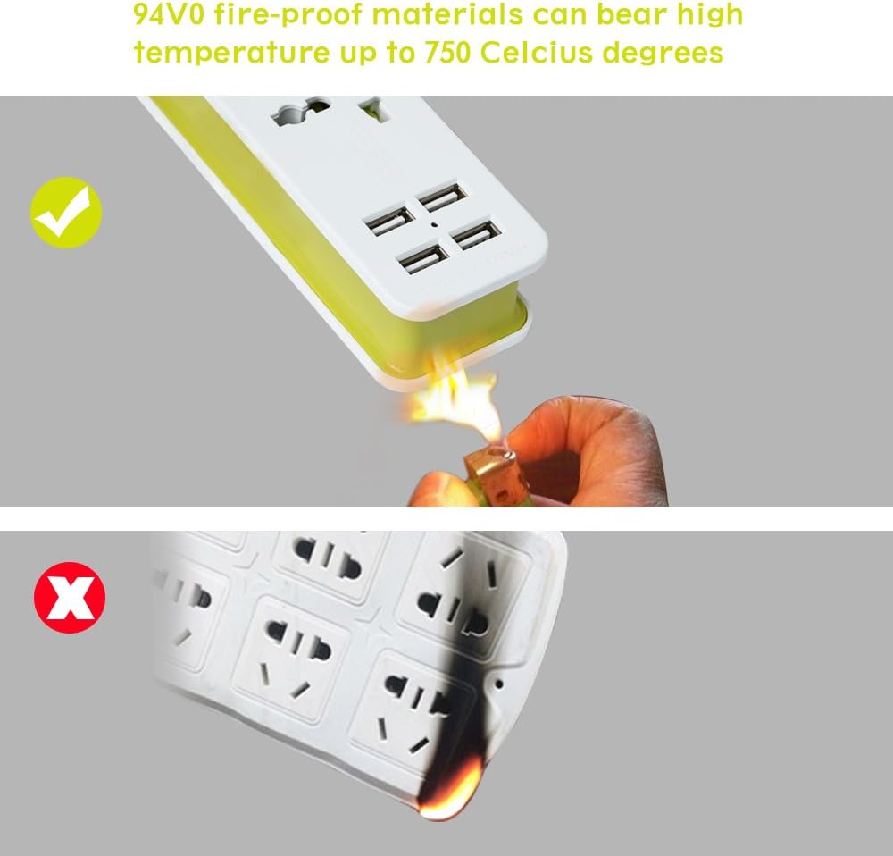 Outlet Travel Power Strip Surge Protector with 4 Smart USB Charging Ports (Total 5V 4.2A Output) and 5ft Cord,Multi-Port USB Wall Charger Desktop Hub Portable Travel Charger Charging Station - Image 3