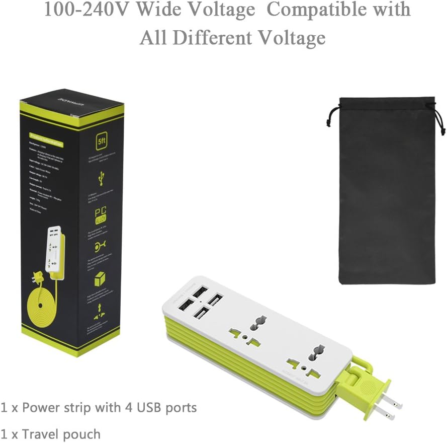 Outlet Travel Power Strip Surge Protector with 4 Smart USB Charging Ports (Total 5V 4.2A Output) and 5ft Cord,Multi-Port USB Wall Charger Desktop Hub Portable Travel Charger Charging Station - Image 4