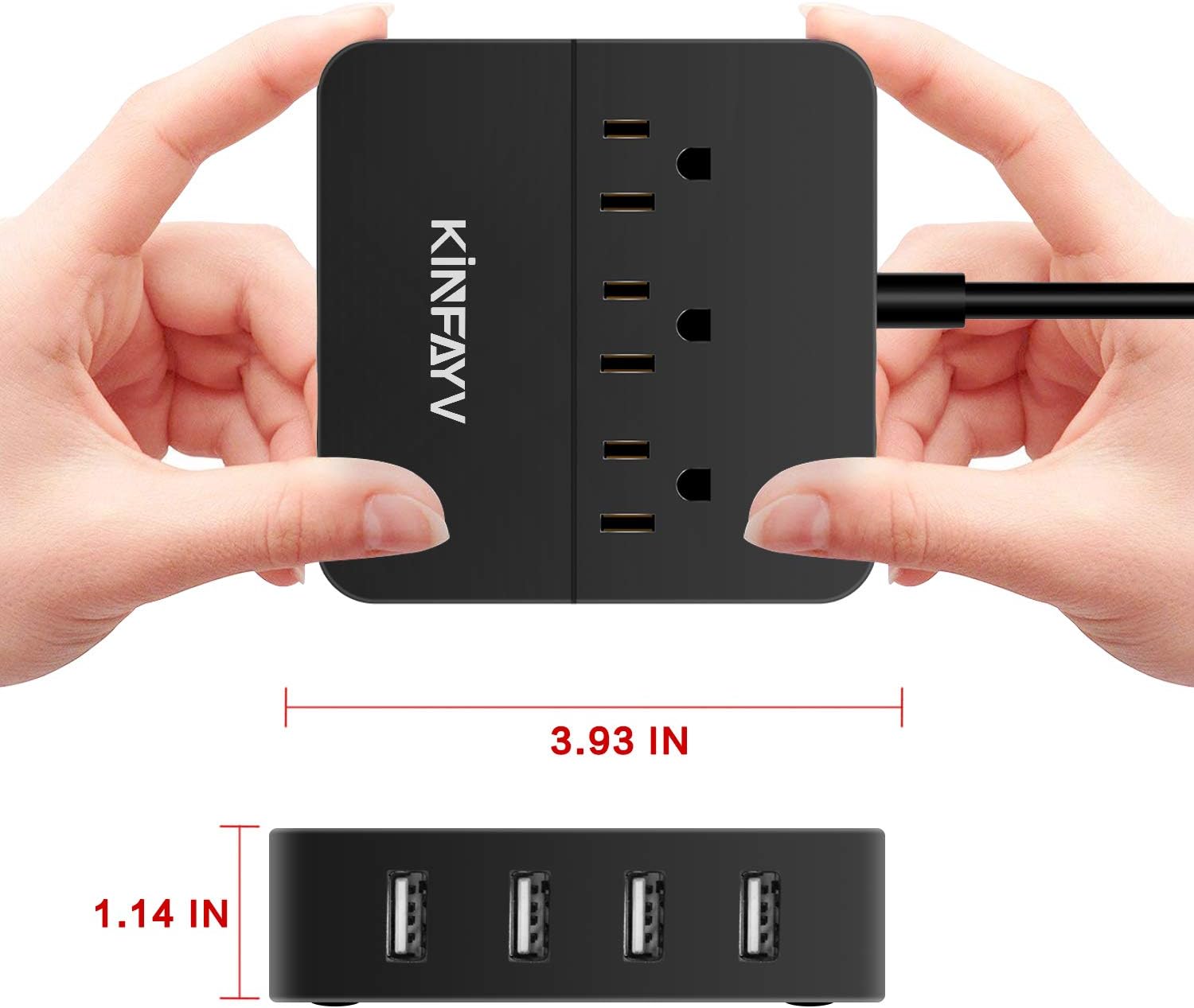 Power Strip with 4 USB Ports & 3 Outlets - Portable USB Strip Surge Protector Desktop Charging Station USB Power Cord with On/Off Switch & 5 Feet Cord for Travel, Hotel, Office - Image 6