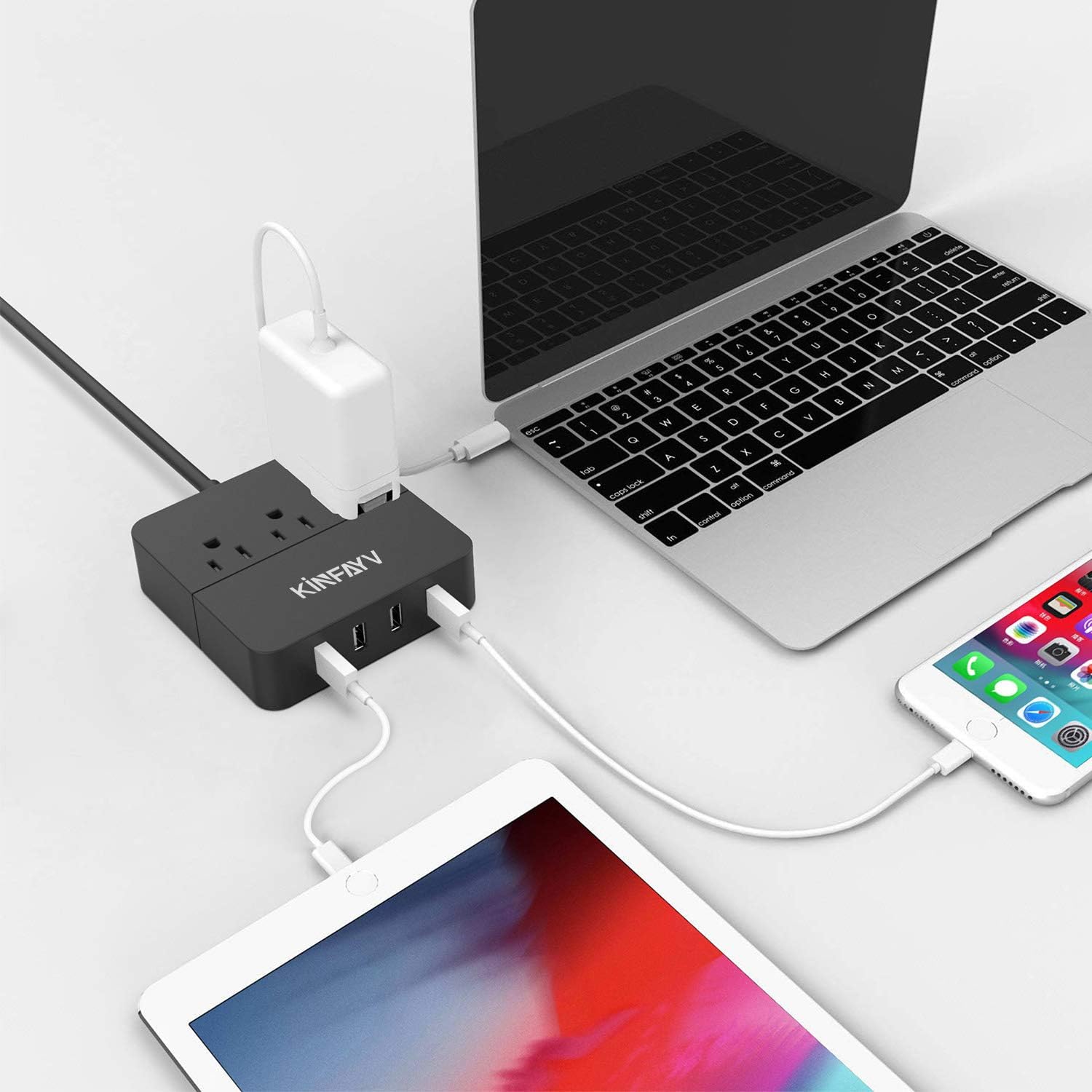 Power Strip with 4 USB Ports & 3 Outlets - Portable USB Strip Surge Protector Desktop Charging Station USB Power Cord with On/Off Switch & 5 Feet Cord for Travel, Hotel, Office - Image 7