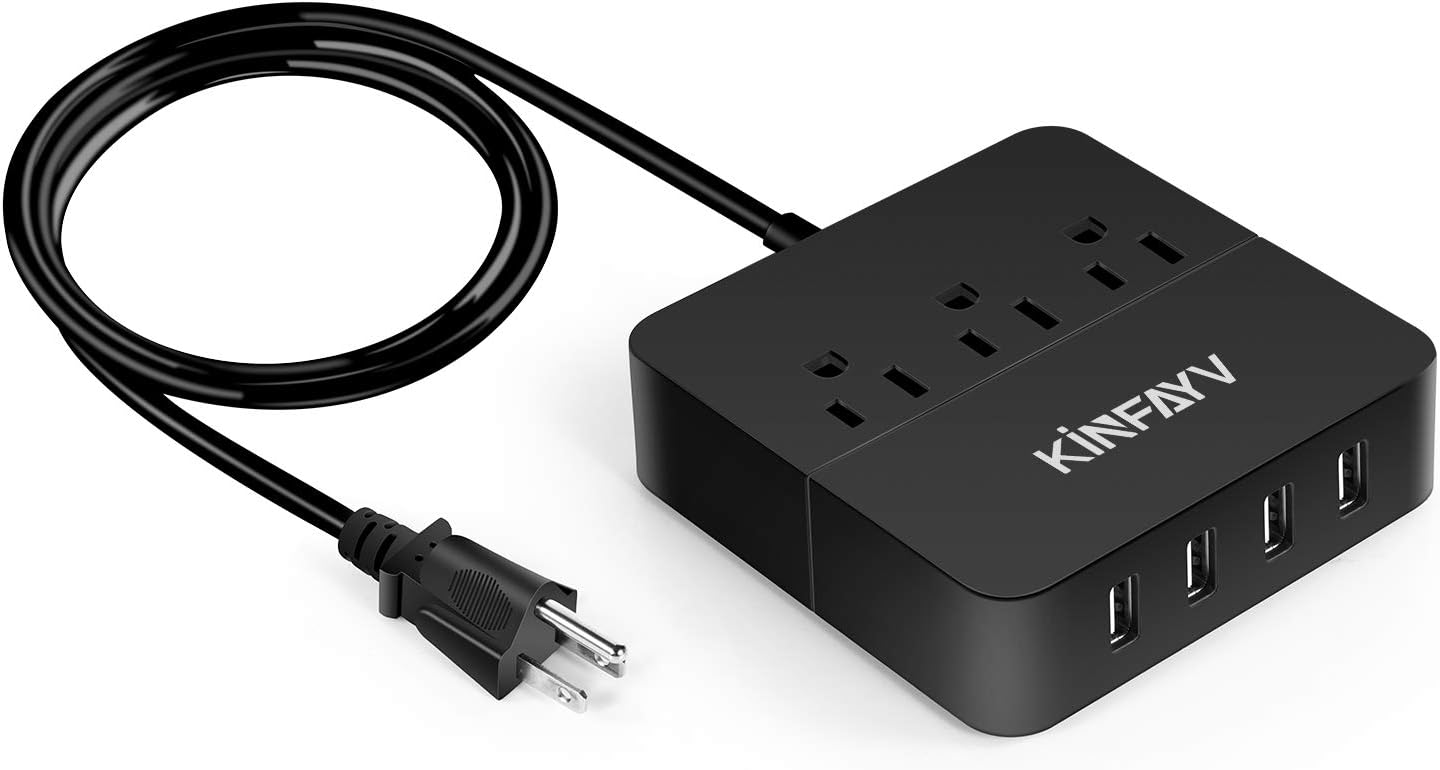 Power Strip with 4 USB Ports & 3 Outlets - Portable USB Strip Surge Protector Desktop Charging Station USB Power Cord with On/Off Switch & 5 Feet Cord for Travel, Hotel, Office - Image 8