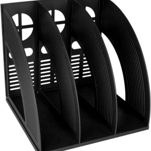 SAYEEC Magazine Holder Sturdy Binder Holder Desk File Sorter Plastic File Folder Organizer Stand Book Shelf Dividers Vertical Storage Rack Desktop Bookshelf Display Box for Office School Home (Black)